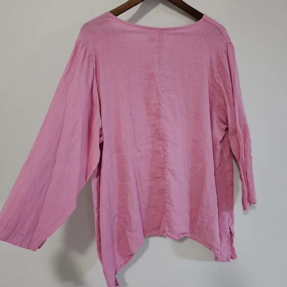 La Fixsun 100% Linen Tunic Top Made In USA Medium - Picture 2 of 6